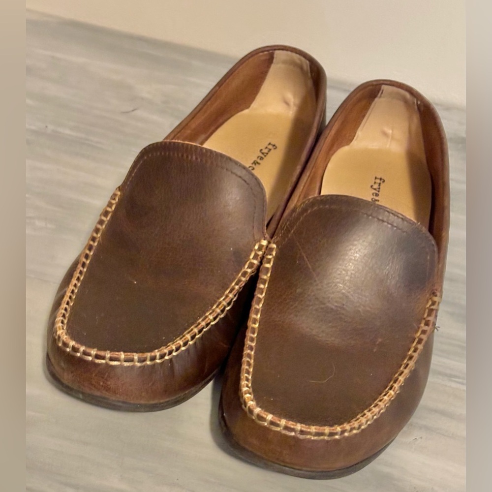 Frye & Co Men’s Brown Leather Slip-On loafers Size 9.5 Preppy Moccasin Casual